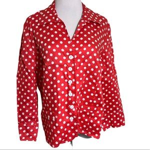 Talbots‎ polka Dot Linen Shirt Jacket Sz 14 Office